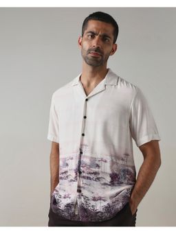 Mufti - Men Off White Printed Relaxed Fit Shirt