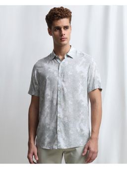 Mufti - Men Green Abstract Slim Fit Shirt