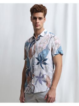 Mufti - Men Blue Abstract Slim Fit Shirt