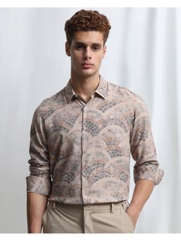 Mufti - Men Beige Geometric Slim Fit Shirt
