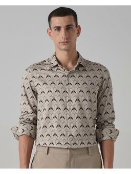 Mufti - Men Beige Geometric Slim Fit Shirt