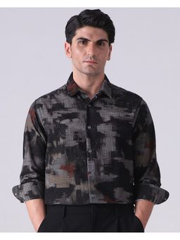 Mufti - Men Grey Abstract Slim Fit Shirt