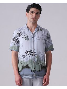 Mufti - Men Grey Abstract Relaxed Fit Shirt
