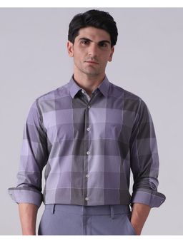 Mufti - Men Purple Checks Slim Fit Shirt
