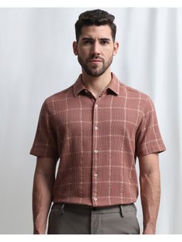 Mufti - Men Brown Checks Slim Fit Shirt