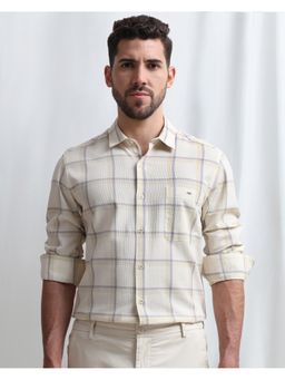 Mufti - Men Beige Checks Slim Fit Shirt