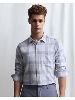 Mufti - Men Purple Checks Slim Fit Shirt