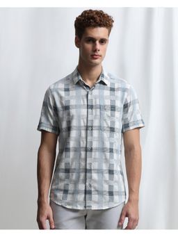 Mufti - Men Blue Checks Slim Fit Shirt