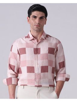 Mufti - Men Pink Checks Slim Fit Shirt