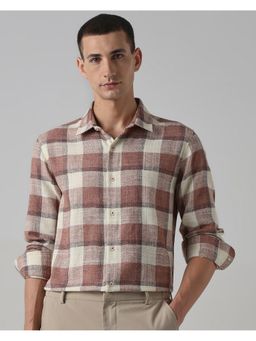Mufti - Men Brown Checks Slim Fit Shirt