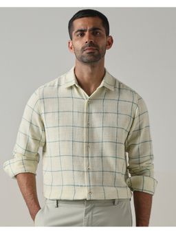 Mufti - Men Off White Checks Slim Fit Shirt