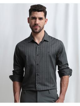 Mufti - Men Grey Stripes Slim Fit Shirt