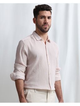 Mufti - Men Pink Stripes Slim Fit Shirt