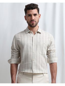 Mufti - Men Beige Stripes Slim Fit Shirt
