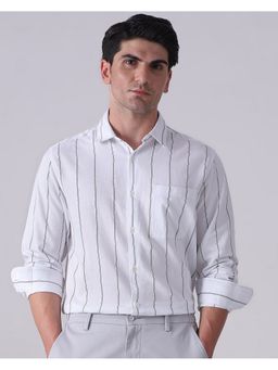 Mufti - Men White Stripes Slim Fit Shirt