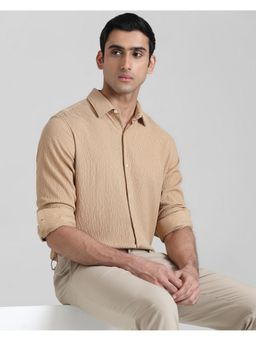 Mufti - Men Khaki Solid Slim Fit Shirt