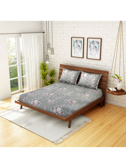 CORE Designed by SPACES - Jubilance Pink Nature 210 Tc 1 Queen Bedsheet With 2 Pillow Cover