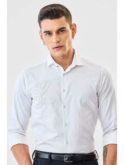 Snitch - Men White Embellished Beads Full Sleeves Slim Formal Luxe Shirt