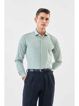 Snitch - Men Sage Green Stripes Full Sleeves Slim Formal Luxe Shirt