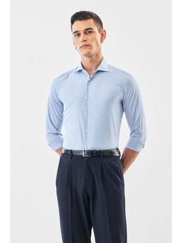 Snitch - Men Light Blue Textured Full Sleeves Slim Formal Luxe Shirt