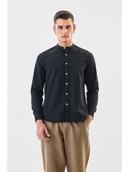 Snitch - Men Black Solid Full Sleeves Regular Casual Shirt