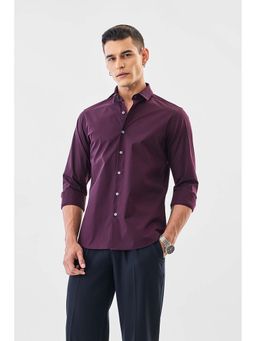 Snitch - Men Purple Solid Full Sleeves Slim Casual Shirt