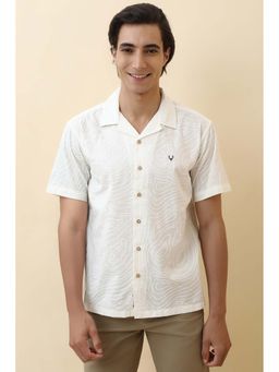 Allen Solly - Men White Self Design Half Sleeves Casual Shirt