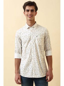 Allen Solly - Men White Floral Printed Full Sleeves Casual Shirt