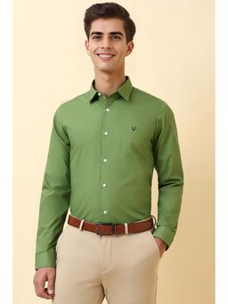Allen Solly - Men Green Solid Full Sleeves Formal Shirt