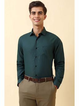 Allen Solly - Men Teal Solid Full Sleeves Formal Shirt