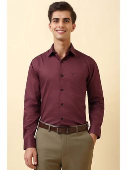 Allen Solly - Men Maroon Printed Full Sleeves Formal Shirt