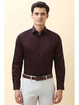 Allen Solly - Men Maroon Paisley Printed Full Sleeves Formal Shirt