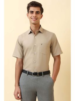 Allen Solly - Men Beige Solid Half Sleeves Formal Shirt