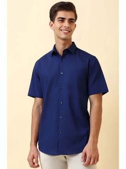 Allen Solly - Men Blue Textured Half Sleeves Casual Shirt