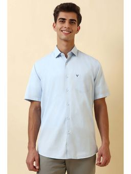 Allen Solly - Men Light Blue Solid Half Sleeves Casual Shirt
