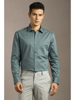 Louis Philippe - Men Teal Printed Full Sleeves Formal Shirt