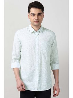 Peter England - Men Light Blue Slim Fit Floral Printed Full Sleeves Casual Shirt