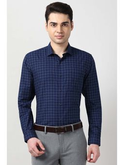 Peter England - Men Navy Blue Slim Fit Full Sleeves Formal Shirt