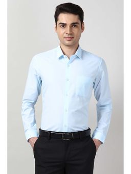 Peter England - Men Light Blue Slim Fit Textured Full Sleeves Formal Shirt