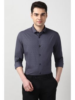Peter England - Men Grey Slim Fit Printed Full Sleeves Formal Shirt