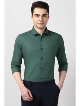 Peter England - Men Green Slim Fit Printed Full Sleeves Formal Shirt