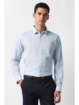 Van Heusen - Men Light Blue Printed Full Sleeves Formal Shirt