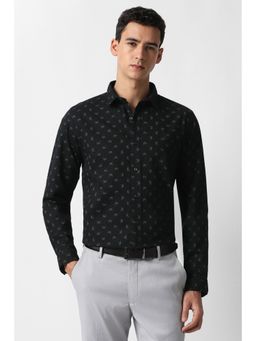 Van Heusen - Men Black Printed Full Sleeves Formal Shirt