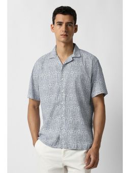Van Heusen - Men Light Blue Printed Half Sleeves Casual Shirt