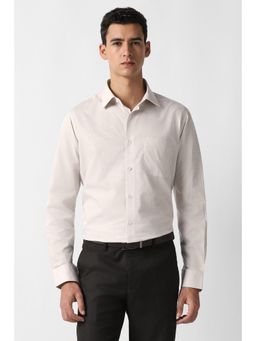 Van Heusen - Men Off White Solid Full Sleeves Formal Shirt