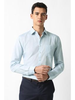 Van Heusen - Men Light Blue Solid Full Sleeves Formal Shirt