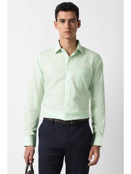 Van Heusen - Men Green Solid Full Sleeves Formal Shirt