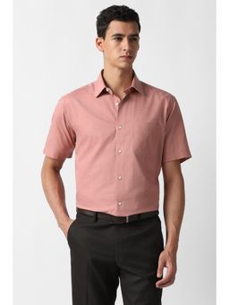 Van Heusen - Men Pink Solid Half Sleeves Formal Shirt