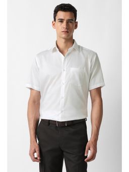 Van Heusen - Men White Textured Half Sleeves Shirt