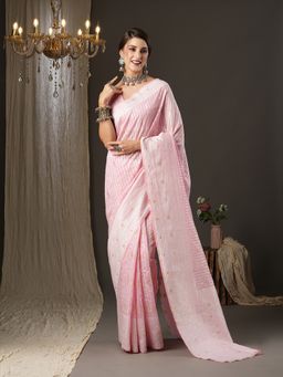 Akhilam - Womens Cotton Silk Pink Woven Design Designer Saree with Unstitched Blouse